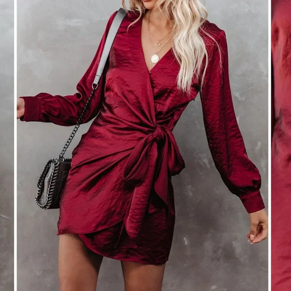 COPY - Vici satin wrap dress - Picture 3 of 7